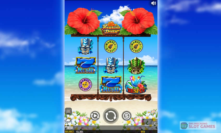おすすめオンカジスロット「ハワイアンドリーム」プレイ画面